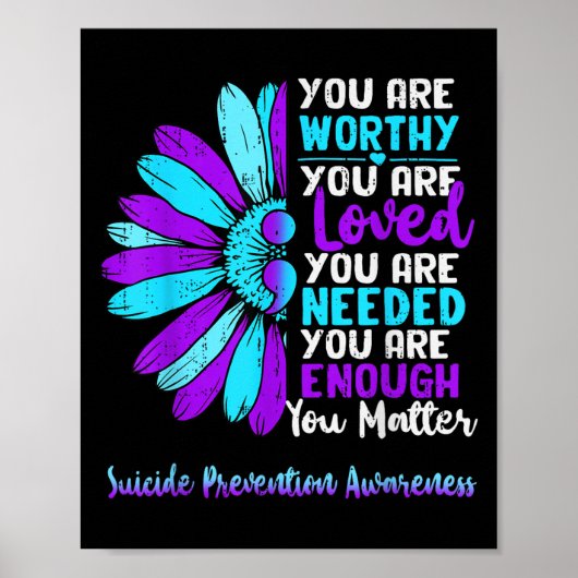 Motivational Suicide Prevention Awareness Teal Pur Poster (Voorkant)