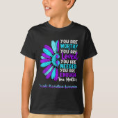 Motivational Suicide Prevention Awareness Teal Pur T-shirt (Voorkant)