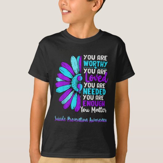 Motivational Suicide Prevention Awareness Teal Pur T-shirt (Voorkant)