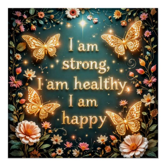 Motivational text with butterflies #1 perfect poster (Voorkant)