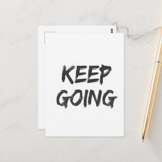 Motivational typography keep going paint stroke briefkaart (Voorkant / Achterkant in situ)