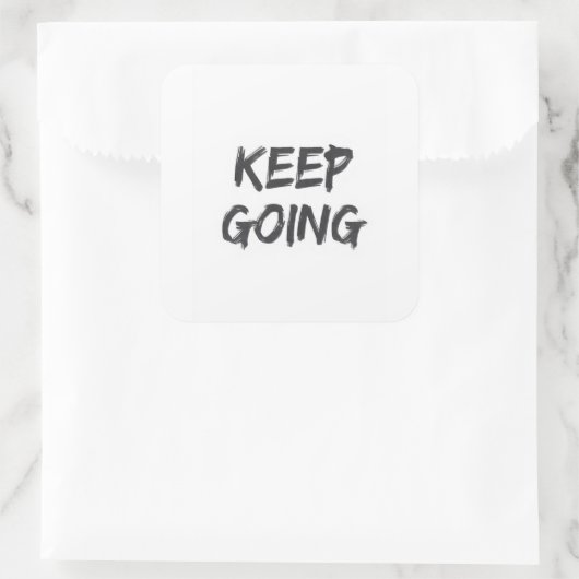 Motivational typography keep going paint stroke vierkante sticker (Tas)