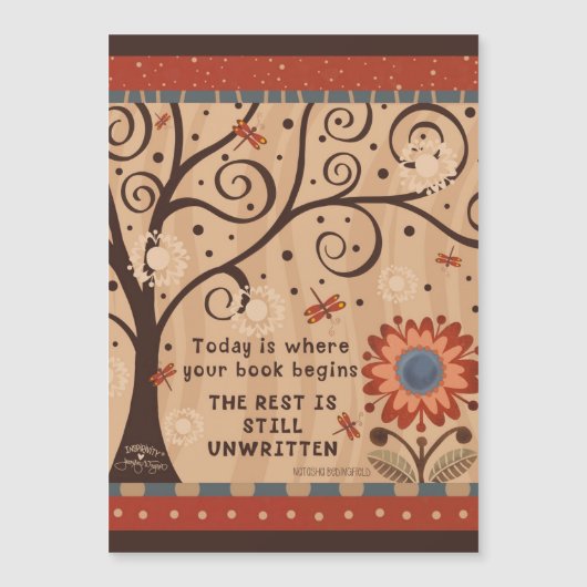 Motivational Unwritten Quote Floral Magnetic Card (Voorkant)