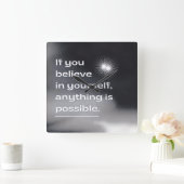 Motivational Wall Art | “Believe in Yourself” Mini Vierkante Klok (Huis)