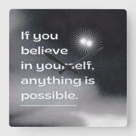 Motivational Wall Art | “Believe in Yourself” Mini Vierkante Klok
