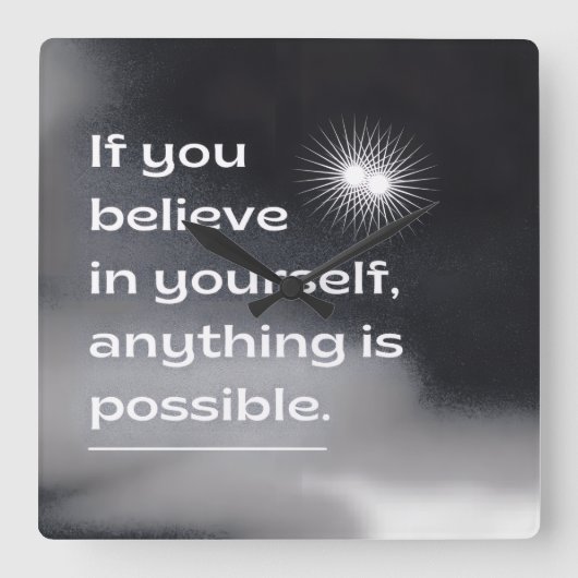 Motivational Wall Art | “Believe in Yourself” Mini Vierkante Klok (Voorkant)