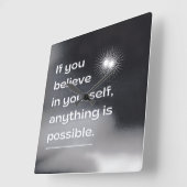 Motivational Wall Art | “Believe in Yourself” Mini Vierkante Klok (Hoek)
