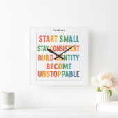 Motivational Wall Clock – Become Unstoppable Vierkante Klok (Huis)