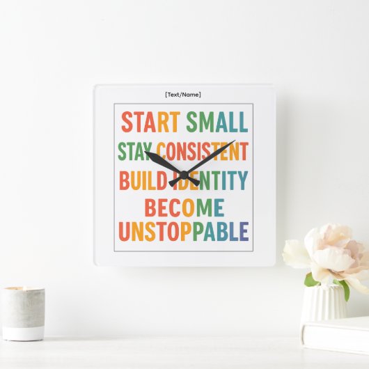 Motivational Wall Clock – Become Unstoppable Vierkante Klok (Huis)