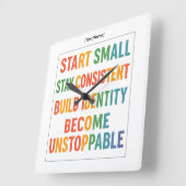 Motivational Wall Clock – Become Unstoppable Vierkante Klok (Hoek)