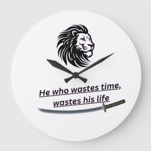 Motivational Wall Clock – Time Is Precious Quote  Grote Klok (Voorkant)