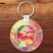 Motivational Waterclor Galaxy Kristallen Bal Aanpa Sleutelhanger (Voorkant)