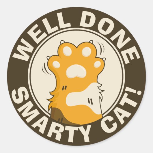 Motivational Well done Smarty Cat Cute Reward Ronde Sticker (Voorkant)