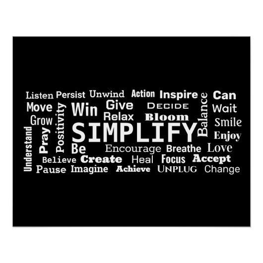 Motivational Word Cloud On Black Perfect Poster (Voorkant)