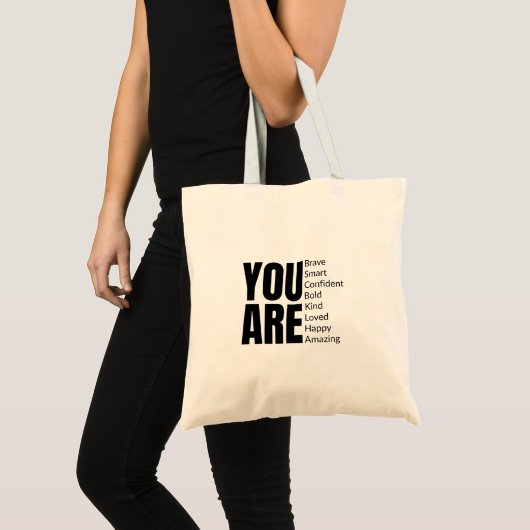 Motivational “YOU ARE” Typography Tote Bag (Voorkant (product))