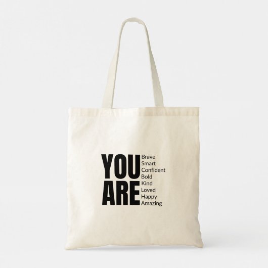 Motivational “YOU ARE” Typography Tote Bag (Achterkant)