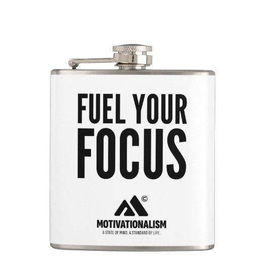 MOTIVATIONALISM© Fuel Your Focus_ Heupfles (Voorkant)