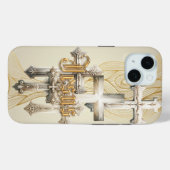 Motiverend geloof Beige/Grijs Kruizen Goud Jezus Case-Mate iPhone Case (Achterkant (horizontaal))