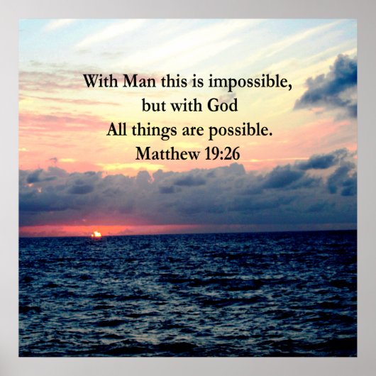 MOTIVEREND SUNRISE MATTHEW 19:26 PHOTO ONTWERP POSTER (Voorkant)