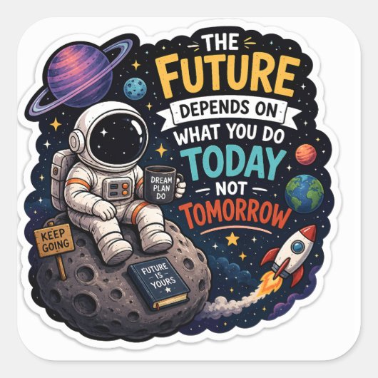 Motiverende astronaut sticker (Voorkant)