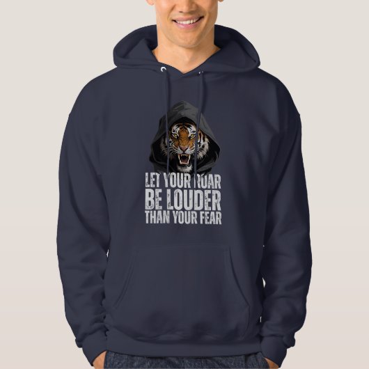 Motiverende Brullende Tijger Moed Citaten Hoodie (Voorkant)
