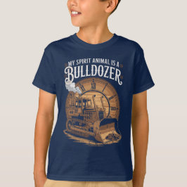 Motiverende Bulldozer Spiritueel Dier Retro Grappi T-shirt