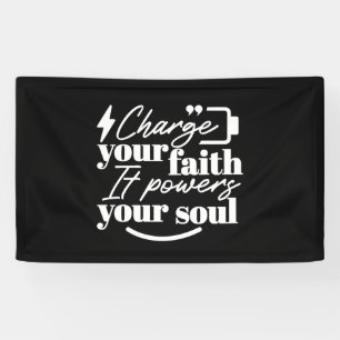 Motiverende christelijke quote - Laad je geloof op Spandoek