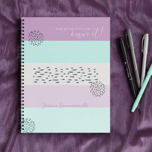 Motiverende Citaat Doodle en Streep Lilac Mint Notitieboek