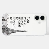 Motiverende Citatemuurkunst van de Eiffeltoren in  Case-Mate iPhone Case (Achterkant (horizontaal))
