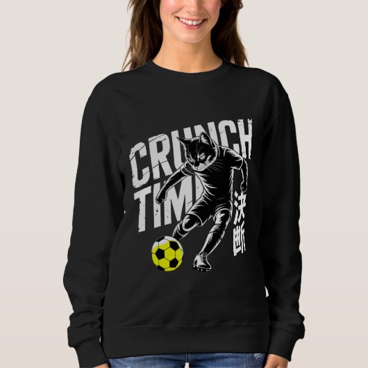 Motiverende Crunch Time Kat Voetbal Dames Trui (Voorkant)