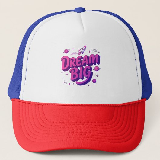 Motiverende "Droom Groot" sterrenstelsel poster Trucker Pet (Voorkant)