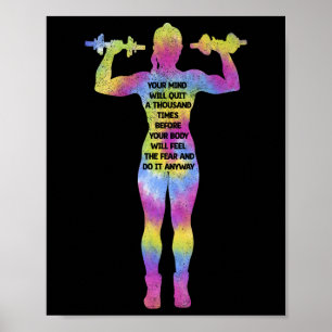 Motiverende Fitness Vrouw Bodybuilding Gym Tie Dye Poster