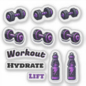 Motiverende fitness-workouts met dumbbells sticker (Voorkant)