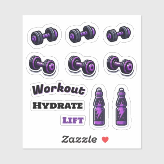 Motiverende fitness-workouts met dumbbells sticker (Vel)