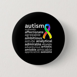 Motiverende grafische inspirerende woorden autisme ronde button 5,7 cm