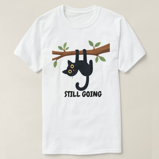 Motiverende Hangende Kat Ontwerp T-shirt (Design voorkant)