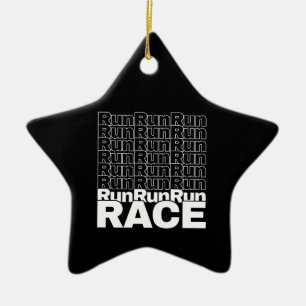 Motiverende hardloopcitaat voor in training - hard keramisch ornament