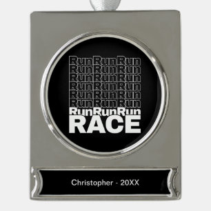 Motiverende hardloopcitaat voor in training - hard verzilverd banner ornament