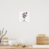 Motiverende Inspirerende Spreuk Handgetekende Bloe Poster (Keuken)