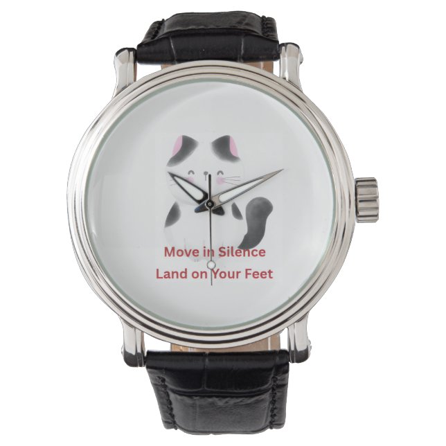 Motiverende kat graphics  horloge (Voorkant)
