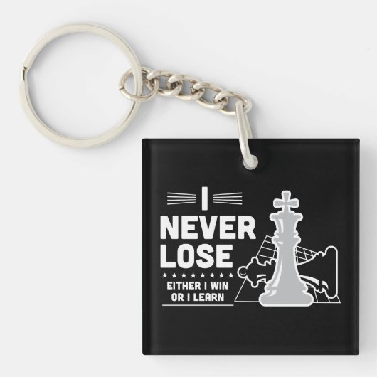 Motiverende Nooit Verliezen Schaak Quote Sleutelhanger (voorkant)