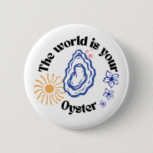 Motiverende Oester Knop Speld Ronde Button 5,7 Cm