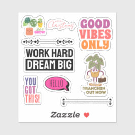 Motiverende Planten Citat Sticker Vel | Kerstmis
