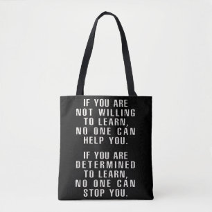 Motiverende, positieve citaten, positieve uitsprak tote bag