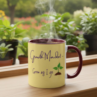 Motiverende positieve quote over groeimindset voor mok