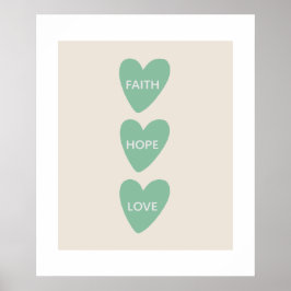 Motiverende Poster met Geloven Hoop Liefde Harten