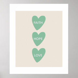 Motiverende Poster met Geloven Hoop Liefde Harten