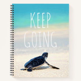 Motiverende quote Blijf Doorgaan Strand Schildpad  Notitieboek