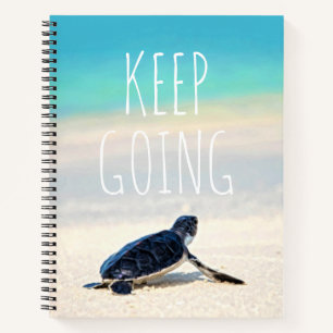 Motiverende quote Blijf Doorgaan Strand Schildpad  Notitieboek
