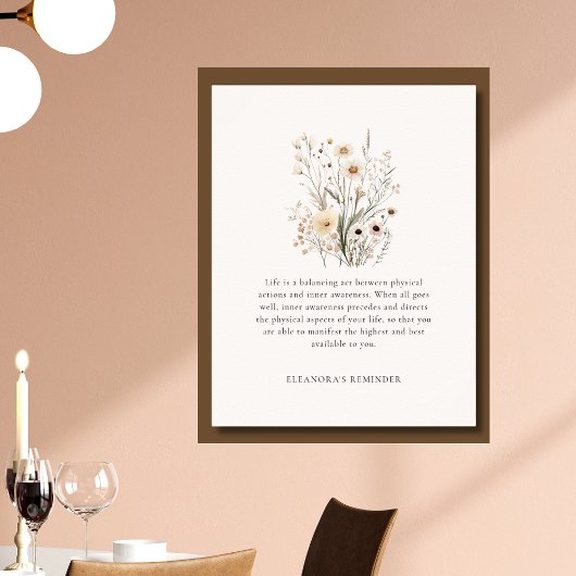 Motiverende quote over delicate wilde bloemen poster